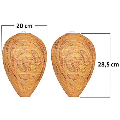 GARDIGO® Wespennest Attrappe - 2er Set I Nässebeständiger Stoff zur Wespen Abwehr I Künstliches Wespennest gegen den Neubau von Wespennestern I Zum Aufhängen im Garten, Dachboden oder Balkon I Wasp