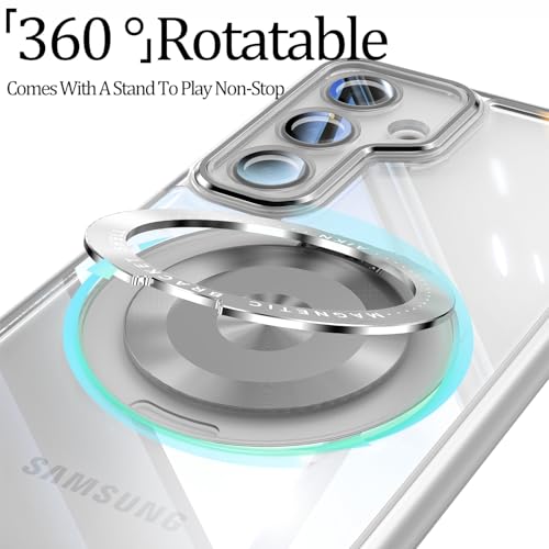 Coque Samsung Galaxy A56 5G incassable rigide transparente induction magnétique avec pied gris