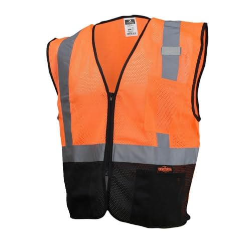 Radians SV3B Color-Blocked Economy Mesh Safety Vest, Black Bottom - Orange, Medium
