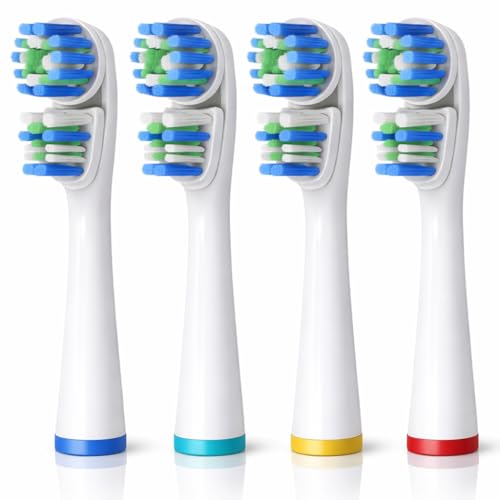Alayna Replacement Brush Heads Compatible with Oral-B Electric Toothbrush Double Head Design Soft Dupont Bristles Color-Coded Rings 4 Count