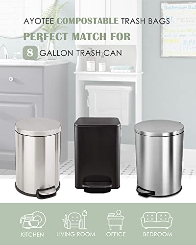 Biodegradable Trash Bags 8 Gallon Trash Can Liners, Ayotee 50 Counts 8 Gallon Trash Bags Drawstring 30 Liter Medium Trash Bags Unscented Garbage Bags For Bathroom, Kitchen, Bedroom, Office Trash Can #TOP3