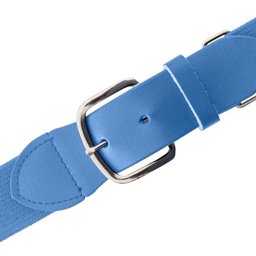 Champion Sports Baseball/Softball Uniform Belt - Comfort Nylon Stretch Fit Uniform Belt - Durable Leather Tab - Youth 18-32 Inches - Columbia Blue