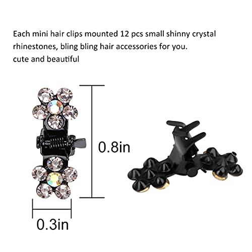ANBALA 65 piezas Mini Clips para el Cabello Pinza con Dientes Antideslizantes y Brillo de Cristal Blanco miniatura 4