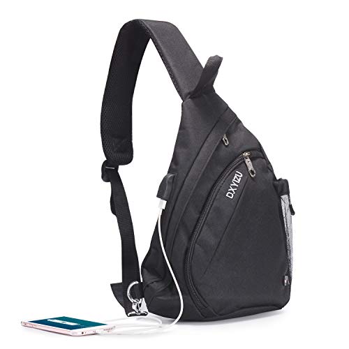 Mogomiten Pecho Mochila Casual Bandolera Hombro, Bolso de la Cintura Ultraligero Triángulo Paquetes para Hombres & Mujeres, Bolso Deportivo Viajar, Caminar con el Perro/Correr/Ciclismo, Negro