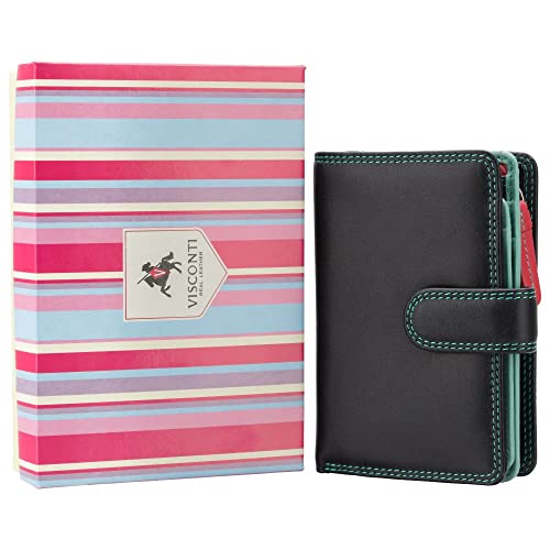 Image of VISCONTI Rainbow Leather Ladies Purse Style RFID Blocking RB51 (Black Rhumba)