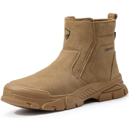 Water-resistant Work Boots for Men Comfortable Mens Steel Toe Shoes Lightweight Safety Toe Shoes for Men Indestructible Soft Work Shoes Construction Boots for Warehouse