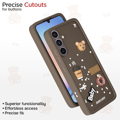 Image of Amazon Basics Back Cover for Samsung Galaxy A34 5G | Cute Fun Cartoon 3D Bear Silicone Full Body Protection Bumper case (Brown)