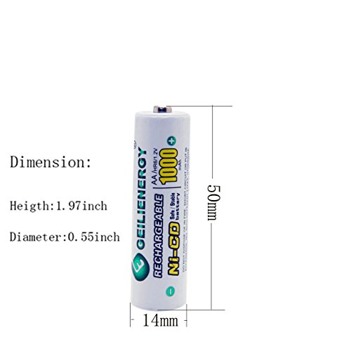 Geilienergy Solar Light Aa Ni-Cd 1000Mah Rechargable Batteries,Aa Rechargeable Batteries For Solar Lights Solar Lamp(Pack Of 8) #TOP1