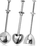 3 Stück Teesieb für Losen Tee, Edelstahl 304 Teaballs mit Teleskopgriff, Teezange, Teeei für Losen Tee, Rose, Kaffee, Gewürze