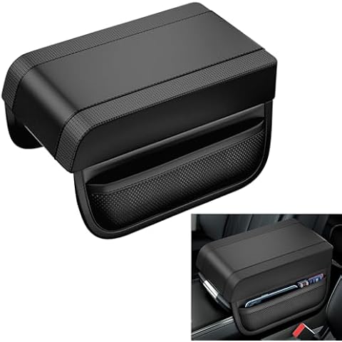 SOEKAVIA Car Center Console Cover, Upgraded Memory Cotton Car Armrest Cushion with 2 Storage Bags, Waterproof Middle Console Cover Arm Rest Box Pad Car Interior Accessories for Most Vehicles, Black Cover