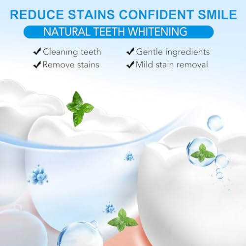 Image of Teeth Whitening Powder with Hydroxyapatite - Tooth Powder for Surface Stain Removal - Fresh Mint Formula for Coffee & Tea Stains - Enamel-Friendly Whitening Powder for Sensitive Teeth