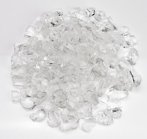 R H LIFESTYLE Crushed Glass/Fire Pits for Resin Art High Luster Fire Glass Used Specially for Resin Art/Geode Art Fire Pit Crafts (White 12mm, 200G)