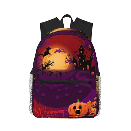 Sac à dos ordinateur portable Happy Halloween noir léger pour l'école et le quotidien