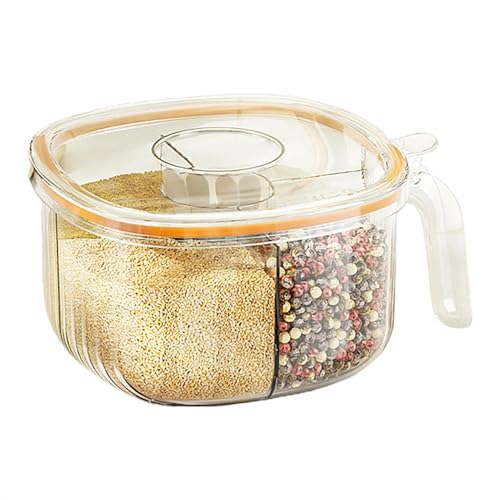 Tarro de condimentos dividido, de condimentos transparente con 4 rejillas, tarro de condimentos extraíble de cocina, recipiente de condimentos de alimenticio para el hogar