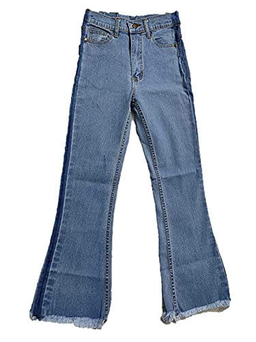 Happening Women Boot Cut - HIGH Rise - Jeans-Side Strip-Denim Blue/Dark Blue/Light Blue Color - Waist Size 26
