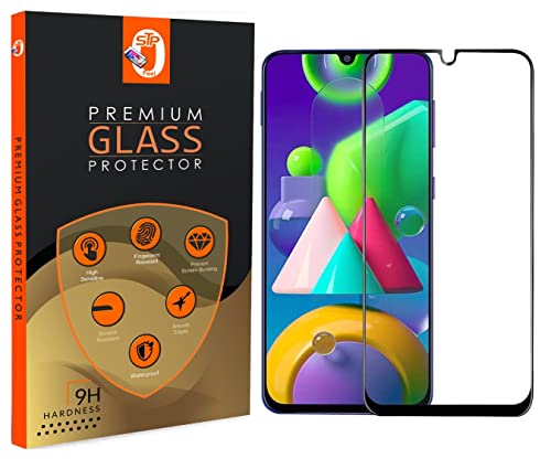 Image of STP FEEL� Premium Tempered Glass Screen Protector Compatible for Samsung Galaxy A30 /F41 / M31 / M21 / M30 / M30S / M10S (Black, Pack of 1) Edge to Edge Coverage with Easy Installation Kit