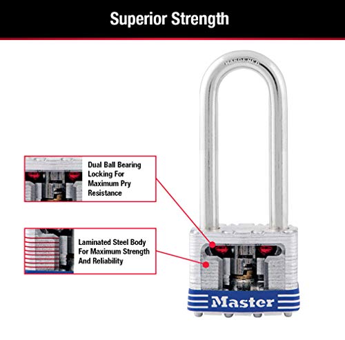Image of Master Lock Silver Outdoor Keyed-Alike Padlocks with Keys, Extra Long Shackle Lock for Gate, Fence, Shed, or Other Equipment, 3 Pack, 1TRILJ