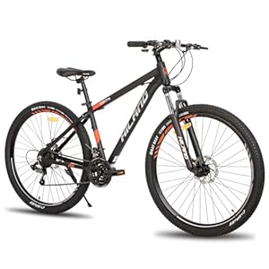 Hiland Mountainbike, 29 inch, aluminium, hydraulische schijfrem, 16 versnellingen, met vergrendelende verende voorvork, zwart/blauw, MTB