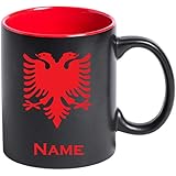 aina Tasse Kaffeetasse Albanien Albania Flagge mit Namen Bedruckt