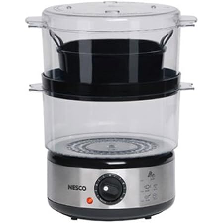 Nesco ST-25F, Food Steamer, 5 quart, 400 watts, Black/Clear