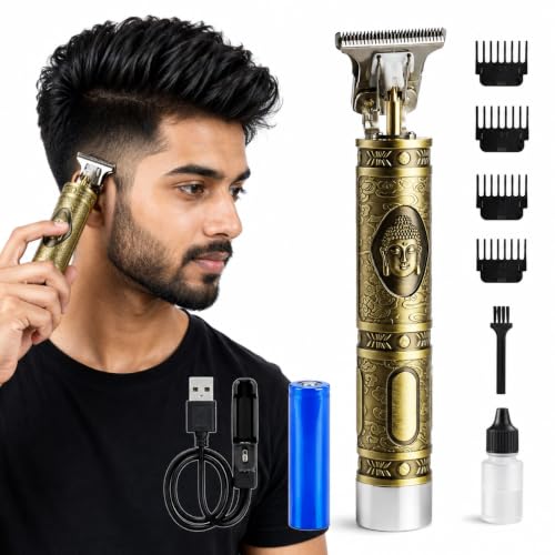 Image of ANGENIL Rechargeable Trimmer Men - Professional Hair Tremor for Men & Beard - Cordless Body & Pubic Hair Trimmer for Man - Buddha Trimmer for Salon & Home Grooming (Yellow, Medium)
