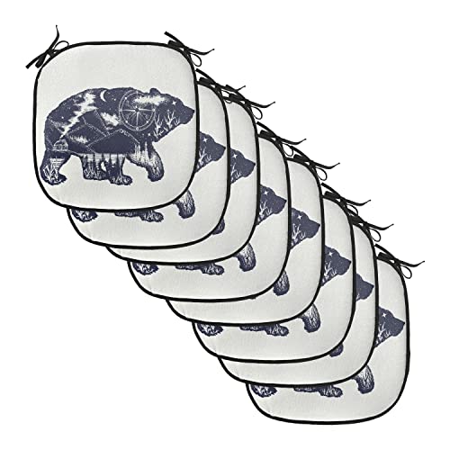 Lunarable Cabin Chair Cushion Pads Set of 8, Bear Double