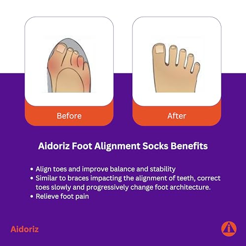 Image of Foot Alignment Socks Women and Men, 5 Toe Separator, Bunion Corrector, Pain Relief, Plantar Fasciitis, Hammer Toes
