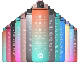 HOMEEX 1 Litre Motivational Fitness Sport Water Bottles with Straw & Time Maker, Leak-proof, BPA-free Plastic Drink Bottle 1l Design for Girls, Boy Running,cycling (Spout 1000ml Grey)