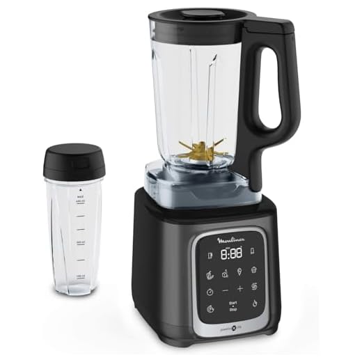 Moulinex InfinyMix LM91HD Batidora de vaso de 1600 W , batidora smoothie 5 programas + manual, 1.75 L + botella portátil de Tritan 600 ml, libro 50 recetas, smoothies, helados, picar hielo, sin BPA