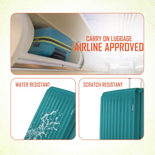 Image of Safari Cabin Genius Alley 55cm Trolley Bag Hard Case Polypropylene, 4 Spinner Wheels, 360 Degree Wheeling Carry on Luggage, Travel Bag, Suitcase for Travel, Trolley Bags for Travel, Teal Green