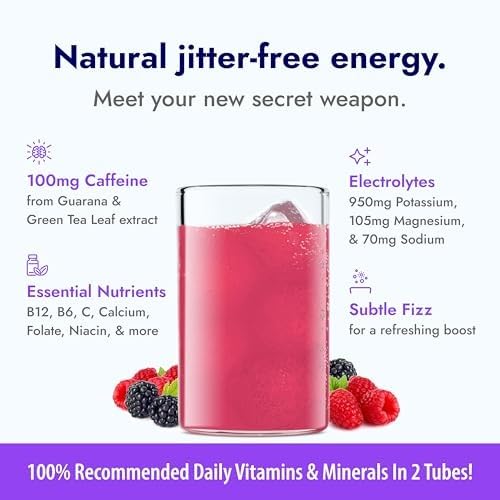Image of Zipfizz Daily Energy Drink Powder, Berry, 12 Pack | 3-in-1 Sustained Energy, Rapid Hydration, and Essential Vitamins | Sugar-Free | Electrolyte Powder | Contains Vitamin B-12 & Antioxidants