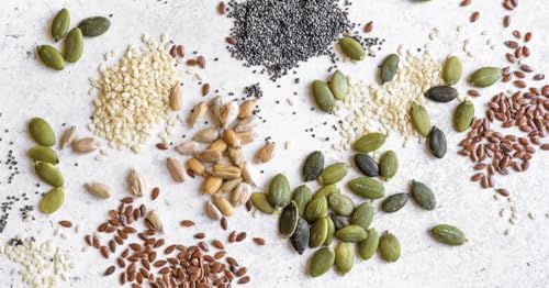 Image of LILA DRY FRUITS Seeds Combo Pack Flax, Pumpkin, Sunflower & Watermelon Seeds 200 Gms Each | 100% Natural, Gluten-Free Healthy Seeds for Eating | High in Fiber & Protein | Perfect for Gifting