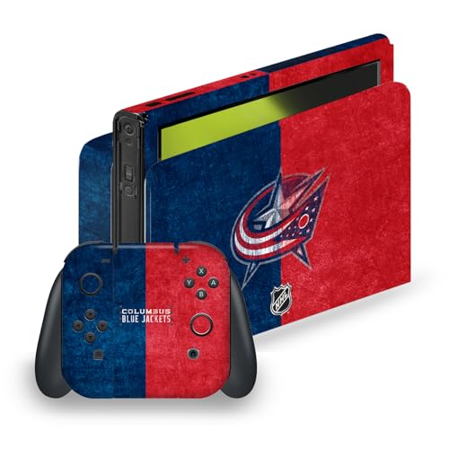 Autocollant Columbus Blue Jackets Effet Détressé Vinyle Pour Switch OLED