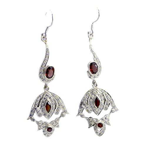Boucle d'oreille rouge en grenat et argent pour illuminer vos tenues de soirée