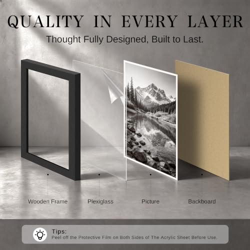 Image of VCK 22x28 Frame, Black Wood Poster Frame for Wall Display, 1 Pack