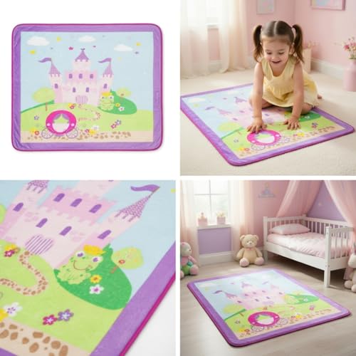 Image of EVERYDAY KIDS Toddler Throw Blanket - 30 inch by 40 inch - Princess Storyland - Super Soft, Plush, Warm and Comfortable