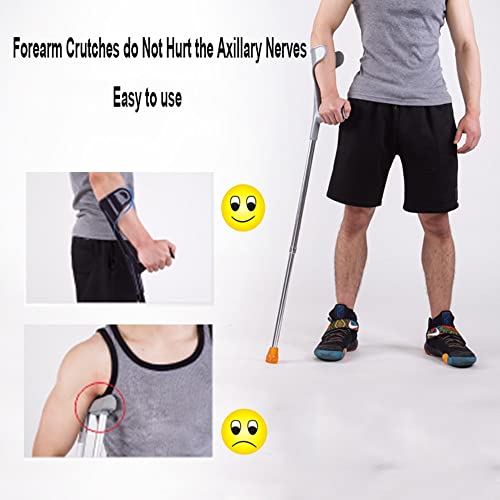 Muletas de antebrazo,Pies de goma antideslizantes,Muletas para adultos,Piernas de apoyo después de una lesión o cirugía,Muleta para caminar para adultos,Soporte de 150 kg,Altura ajustable 69