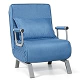 GOPLUS 3 in 1 Schlafsessel mit Bettfunktion, Klappbar Funktionssessel Wohnzimmer, Klappsessel Schlafsessel Relaxsessel mit 5-Fach verstellbare Rückenlehne, Platzsparend für Kleine Räume (Blau)