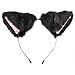 E-TING Cat Fox Long Fur Ears Anime Cosplay Headband Hairband Halloween Cosplay Party Costume (Black with Pink inside)