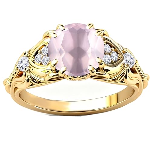 Image of Gemstone Vintage Rings for Women s925 Sterling Silver Round Cut 1.0 Carat Gemstone with Moissanite Promise Engagement Anniversary Ring for Her