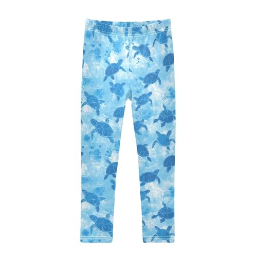 Turtles Girls' Leggings Toddler Doodles Blue Kids Yoga Pants Dance Active Tights 4T