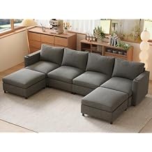 123" Modular Sectional Sofa Couch, Convertible U Shaped Sectional Couches with Storage Ottoman, 6 Seat Modern Sofa Set for Living Room and Office, Grey