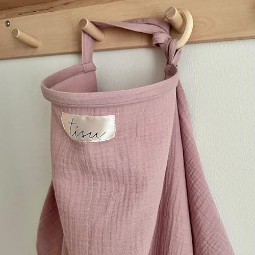 Image of Nursing Cover for Baby Breastfeeding & Pumping | Multi Use Car Seat Stroller Cover | Breathable Soft Muslin Cotton | Breast Feeding Apron & Shawl by TISU (Blush (Neutral))