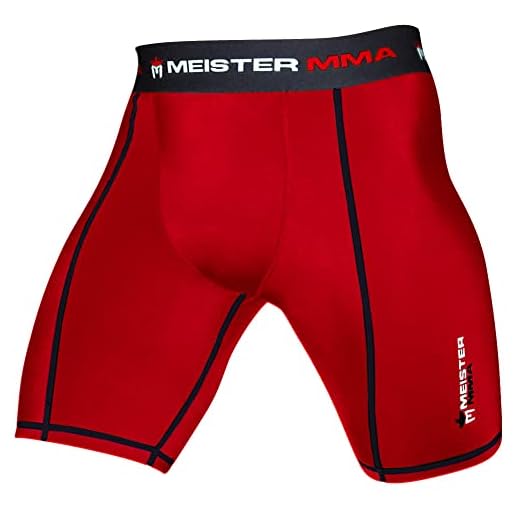 Meister MMA Kompression Rush Fight shorts med ficka/kopp Röd Röd XX-Large (38-39)