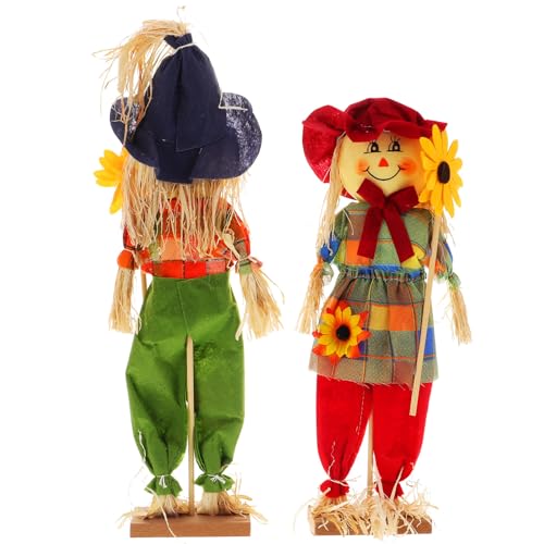Espantapájaros de madera con sonrisa amigable para Halloween 2