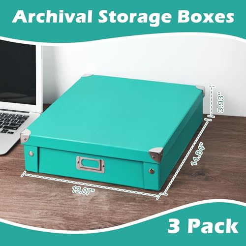 Dlugopis DA-Z0001 2 Pack 12 Inch X 12 Inch Jumbo Photo Storage Box Fold Scrapbook Storage Box With Lid Forest Green Archival Storage Boxes Document Organizer Boxes Photo Storage Ideas For Album Keepsake 14.5 Inch X 12.8 Inch X 3.5 Inch thumb #1