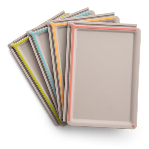 Tescoma 378828 Set 4 taglieri 25x17 cm con supporto, raccogli liquidi e accoppiabili, linea Compact