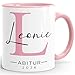 SpecialMe® Kaffee-Tasse Abitur 2026 Geschenk Abschluss personalisiert mit Name Monogramm Kaffeebecher Keramik Weiss-innen-rosa standard