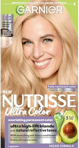 Garnier Hair Color Nutrisse Ultra Color Nourishing Creme, LB2 Ultra Light Natural Blonde (Pina Colada) Permanent Hair Dye, 1 Count (Packaging May Vary)