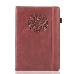 BEYONG Bullet Dotted Journal Notebook (Brown) - Dot Gird 200 Pages, A5 Hardcover Leather